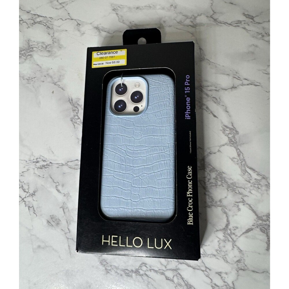 Hello Lux Blue Croc Faux Leather Dual Layer Case for iPhone 15 Pro/17 Pro Max
